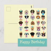 Gefeliciteerd Verjaardag Hondengezichten Feestje D Briefkaart (Voorkant / Achterkant)