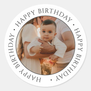 Gefeliciteerd Verjaardag Klassieke Eenvoudige Aa Ronde Sticker