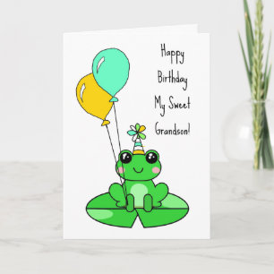 Gefeliciteerd Verjaardag Kleinzoon   Cute Frog  Kaart