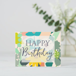 Gefeliciteerd Verjaardag Kleurrijk Abstract Bloemi Briefkaart