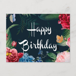 Gefeliciteerd verjaardag, kleurrijke bloemen, briefkaart