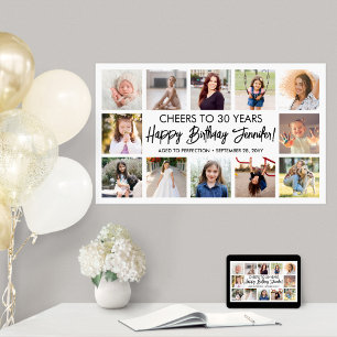 Gefeliciteerd Verjaardag Modern Script Foto Collag Poster