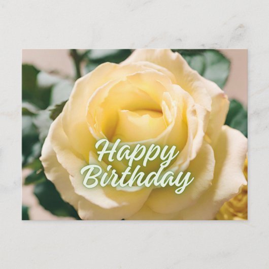 Gefeliciteerd Verjaardag Mooie Licht Gele Roos Briefkaart (Voorkant)