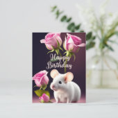 Gefeliciteerd Verjaardag Mooie Muis met Roze Rozen Briefkaart (Staand voorkant)