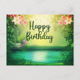 Gefeliciteerd Verjaardag Mooie Natuur Meer & Bloem Briefkaart