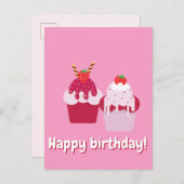 Gefeliciteerd verjaardag - Mooie roze aardbeien sh Briefkaart (Voorkant / Achterkant)