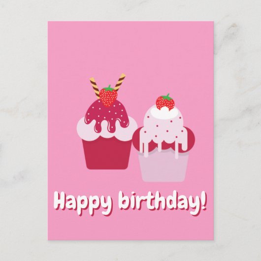 Gefeliciteerd verjaardag - Mooie roze aardbeien sh Briefkaart (Voorkant)