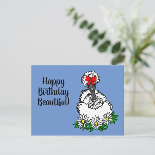 Gefeliciteerd Verjaardag Mooie Showgirl Zijdehoen  Briefkaart (Staand voorkant)