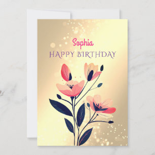 Gefeliciteerd verjaardag, naam, bericht, bloemen o feestdagenkaart