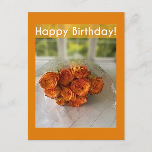 Gefeliciteerd verjaardag! Oranje en gele rozen ans Briefkaart (Voorkant)