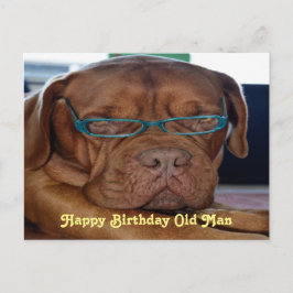 Gefeliciteerd verjaardag oude man hond print briefkaart