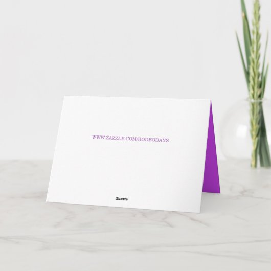 Gefeliciteerd Verjaardag Paard Met Paarse Hoed en Kaart (Achterkant)