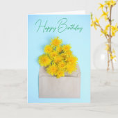 Gefeliciteerd verjaardag | Paardenbloemen in envel Kaart (Gele Bloem)