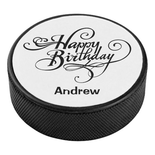Gefeliciteerd Verjaardag Persoonlijk  Hockey Puck (3/4)
