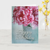 Gefeliciteerd verjaardag | Pioenrozen op tafel Kaart (Gele Bloem)