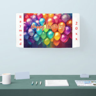 Gefeliciteerd Verjaardag Regenboog Ballonnen Geper Spandoek