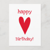 Gefeliciteerd verjaardag! Rode Hart Briefkaart (Voorkant)
