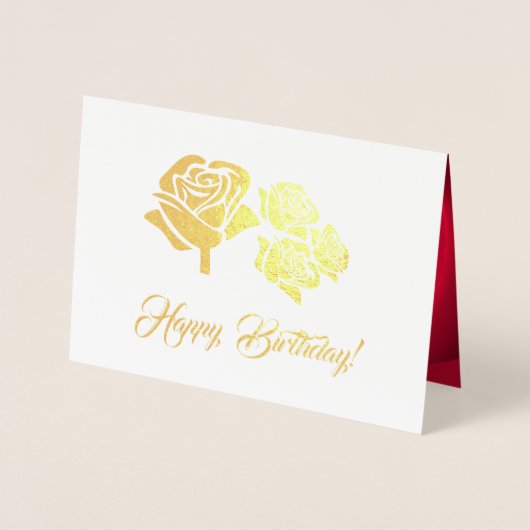 Gefeliciteerd verjaardag. Roodroos luxe foliegeper Folie Kaarten (Voorkant)