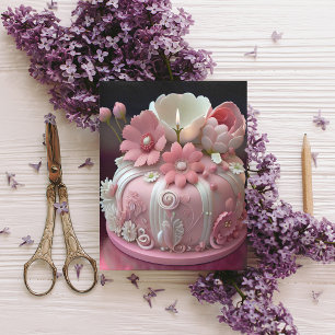 Gefeliciteerd Verjaardag Roze Witte Elegante Taart