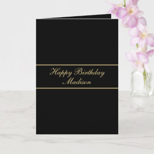 Gefeliciteerd Verjaardag Script Naam Zwart Goud Kaart