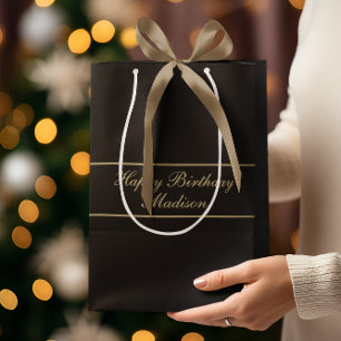 Gefeliciteerd Verjaardag Script Naam Zwart Goud Medium Cadeauzakje