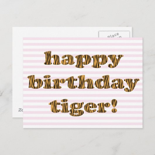 Gefeliciteerd verjaardag tijger! Leuke tijgerprint Briefkaart (Voorkant / Achterkant)
