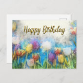 Gefeliciteerd Verjaardag Watercolor Abstracte Tulp Briefkaart (Voorkant / Achterkant)