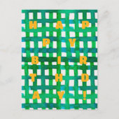 Gefeliciteerd verjaardag watercolor groene raster briefkaart (Voorkant)