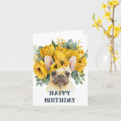 Gefeliciteerd verjaardag waterverf frans vrouwtje  kaart (Gele Bloem)