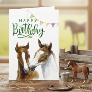 Gefeliciteerd Verjaardag Waterverf Hengst Paard Kaart
