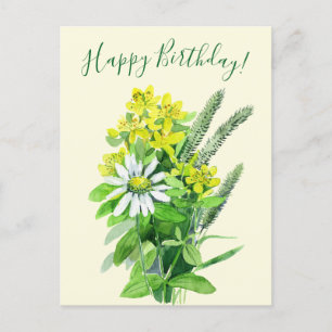 Gefeliciteerd verjaardag, wildbloemen ansichtkaart briefkaart