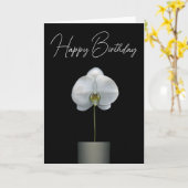 Gefeliciteerd verjaardag | Witte Orchidee Bloem Kaart (Gele Bloem)