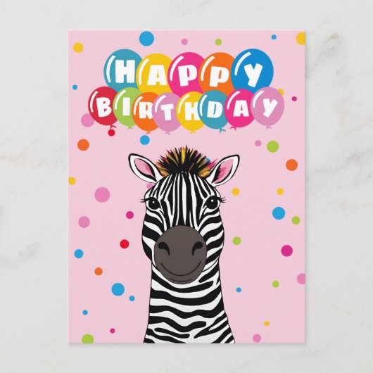 Gefeliciteerd Verjaardag Zebra Briefkaart (Voorkant)