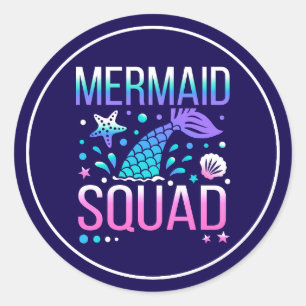 Gefeliciteerd Verjaardag Zeemeermin Squad Oceaan F Ronde Sticker