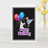 Gefeliciteerd Verjaardags Kat Kaart (Gele Bloem)