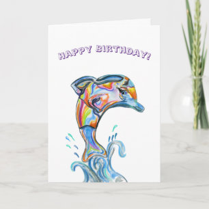 Gefeliciteerd Verjaardagsdolfijn In Kleurpotlood Kaart