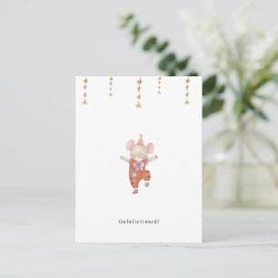 Gefeliciteerd Verjaardagskaart Jarig Schattig Muis Briefkaart