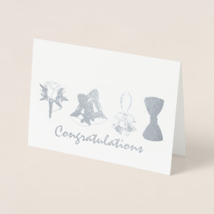 Gefeliciteerd Verloving Bell Flower Bow Folie Kaarten