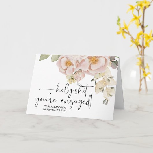 Gefeliciteerd Verloving Bride en Groom Kaart (Gele Bloem)