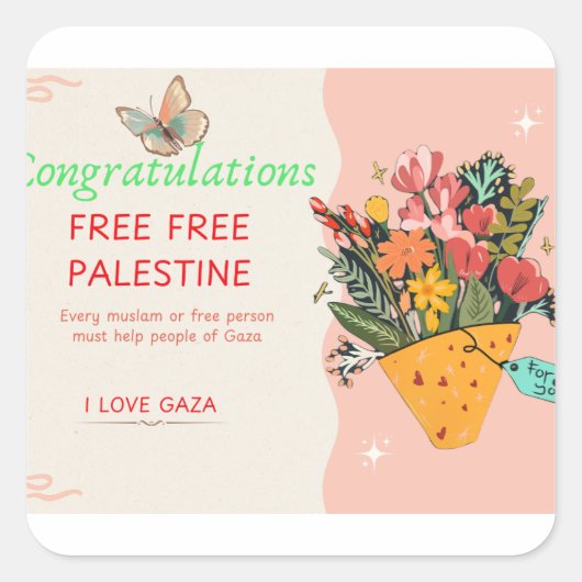 Gefeliciteerd Vierkante Sticker (Voorkant)