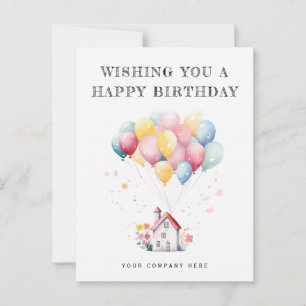 Gefeliciteerd Watercolor House Ballonnen Makelaard Briefkaart
