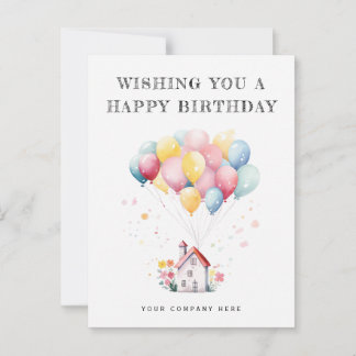 Gefeliciteerd Watercolor House Ballonnen Makelaard Briefkaart