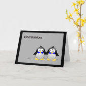 Gefeliciteerd Wedding/Union Gay- Penguins Kaart (Gele Bloem)