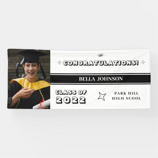 Gefeliciteerd, White en Dark Monogram Spandoek (Horizontaal)