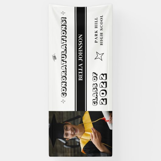 Gefeliciteerd, White en Dark Monogram Spandoek (Verticaal)