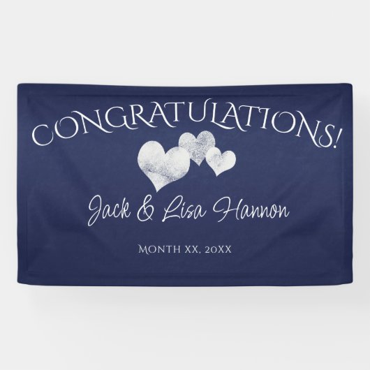 Gefeliciteerd White Hearts met de bruiloft van de  Spandoek (Horizontaal)