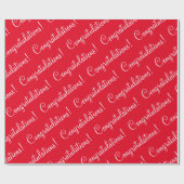 Gefeliciteerd White Script Red Afstuderen Cadeaupapier (Vlak)