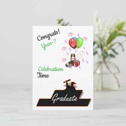 Gefeliciteerd, wijn en ballon Afstuderen (Staand voorkant)