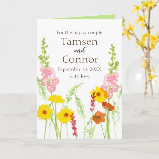 Gefeliciteerd Wildbloemen Aangepast Kaart (Gele Bloem)