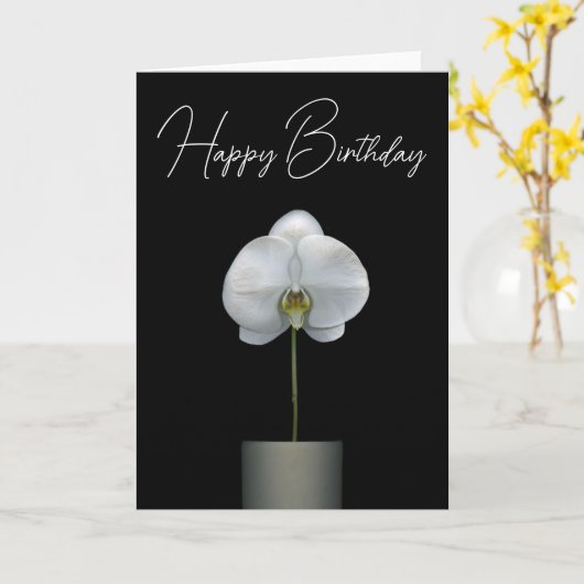 Gefeliciteerd | Witte orchideeënbloem Kaart (Gele Bloem)